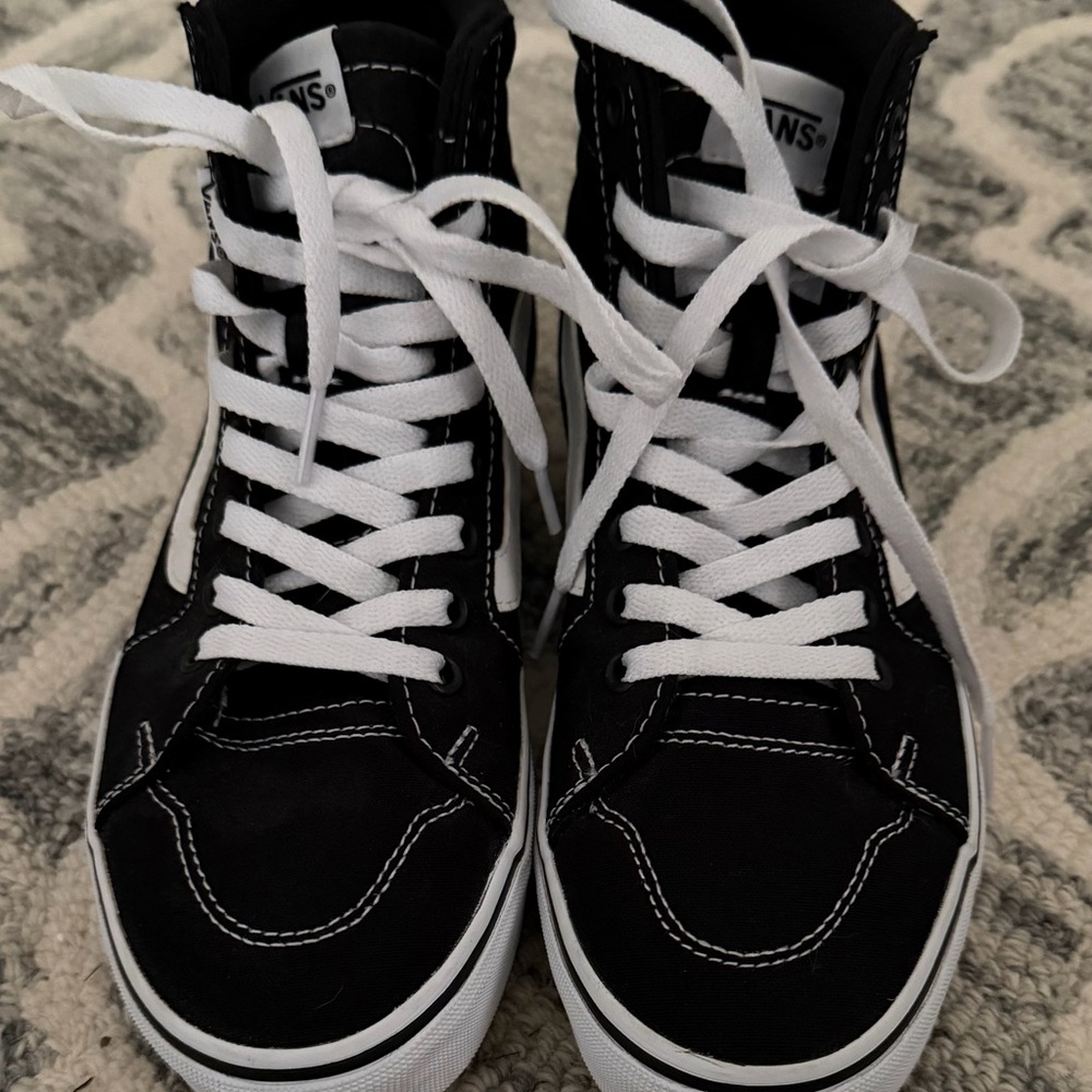 Vans Black and White High-Top Skate Sneakers